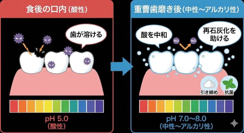 殺菌剤で「殺す」のではなく、pHをコントロールして「整える」という自然療法の概念を視覚化するため